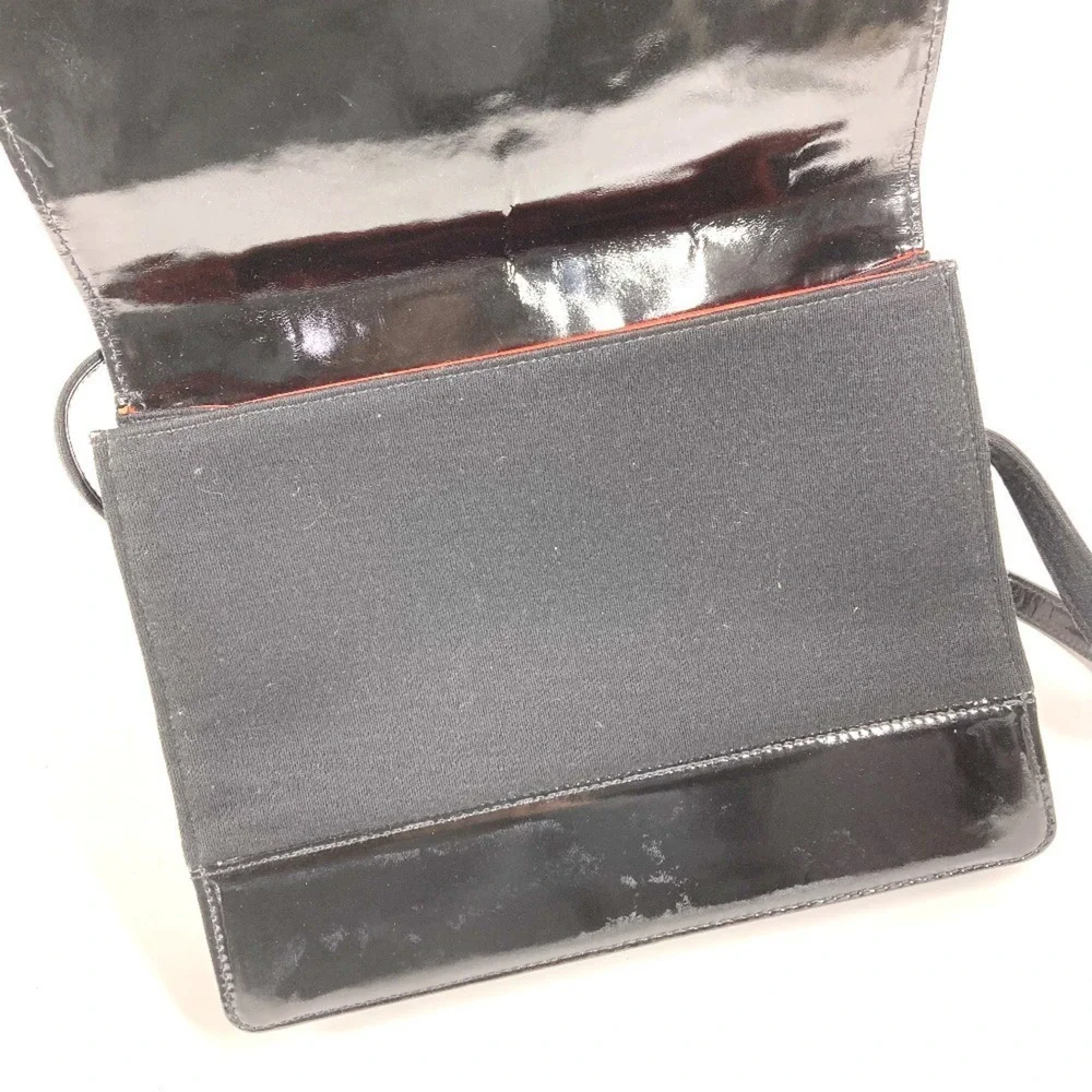 CHANEL Vintage Black Leather Logo Shoulder Bag